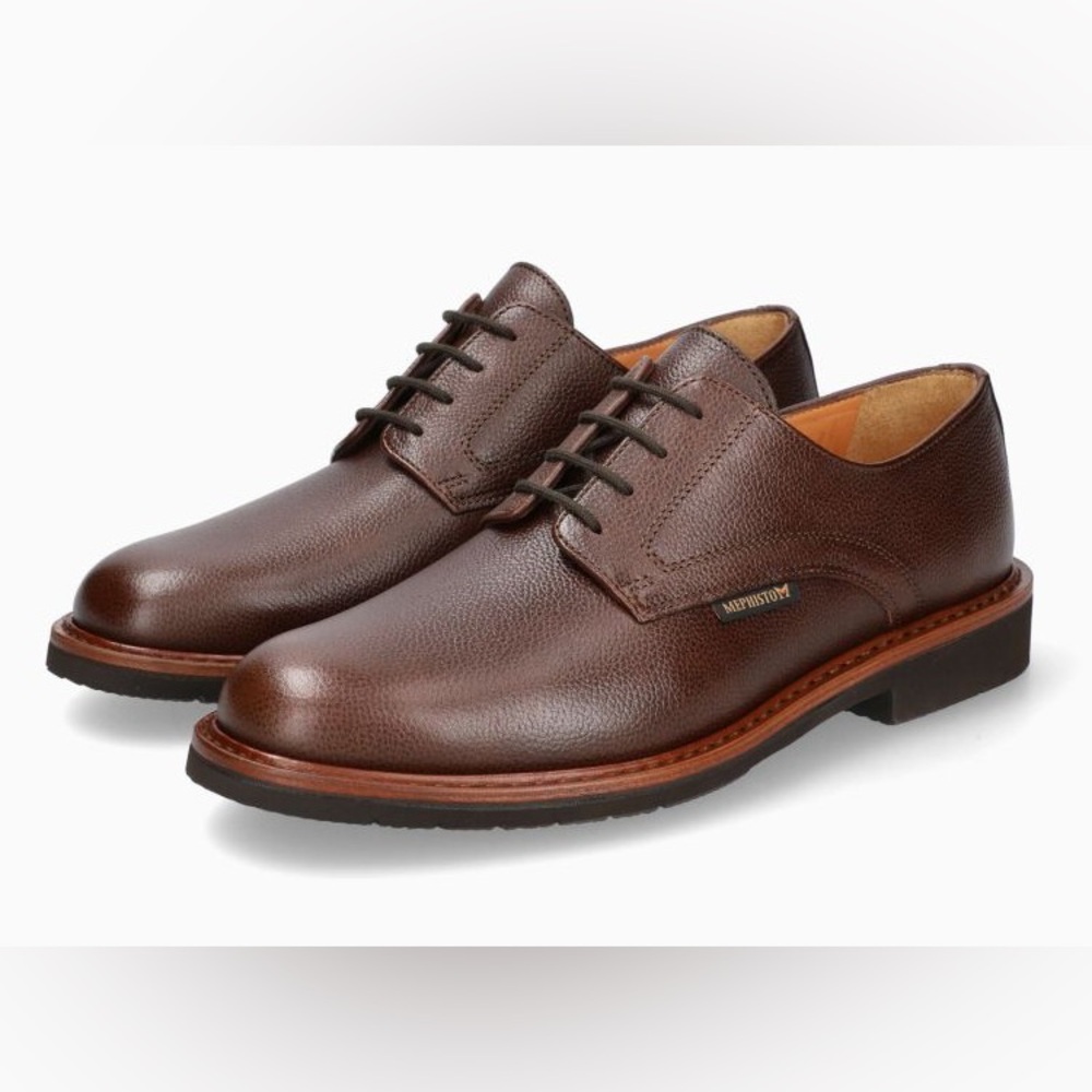 Mephisto Lace-Up Men’s Shoes Size 9.5 Brown Rebel Leather Plain Toe Oxford Derby